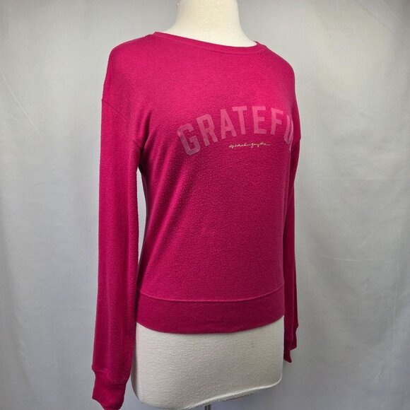 Spiritual Gangster Grateful Fuchsia Pink Long Sleeve Sweater Size Medium - Picture 1 of 13